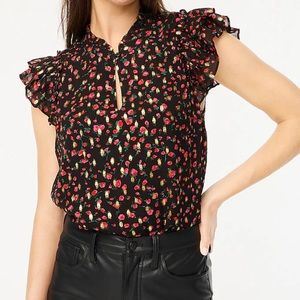 J.Crew Ruffleneck Flutter sleeve top